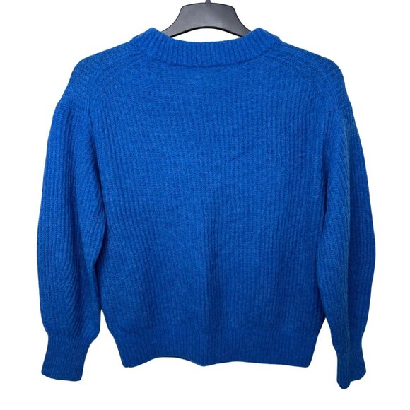 Everlane Women Blue Crewneck Sweater Alpaca Wool Merino Ribbed Knit Design Small - Picture 3 of 11